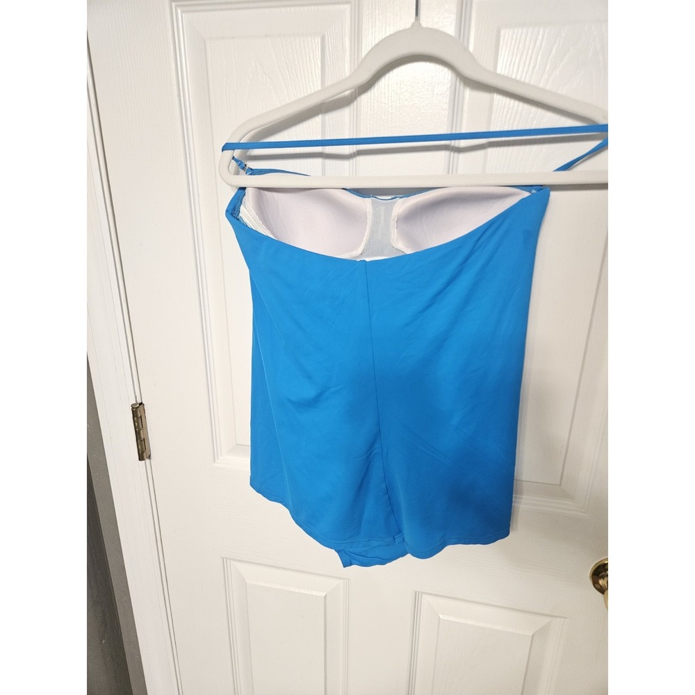 Lauren Ralph Lauren Blue Flyaway Bandeau One-Piece Swimsuit Sz 8 - Picture 3 of 6